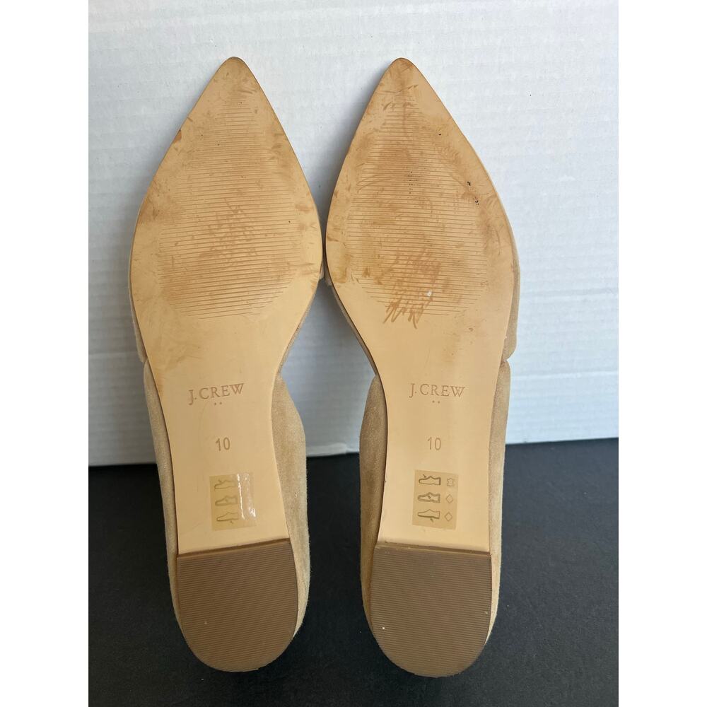 J.Crew Zoe Beige Tan Suede D'Orsay Pointy Toe Slip On Flat Loafer Shoes Sz 10 - Picture 11 of 12